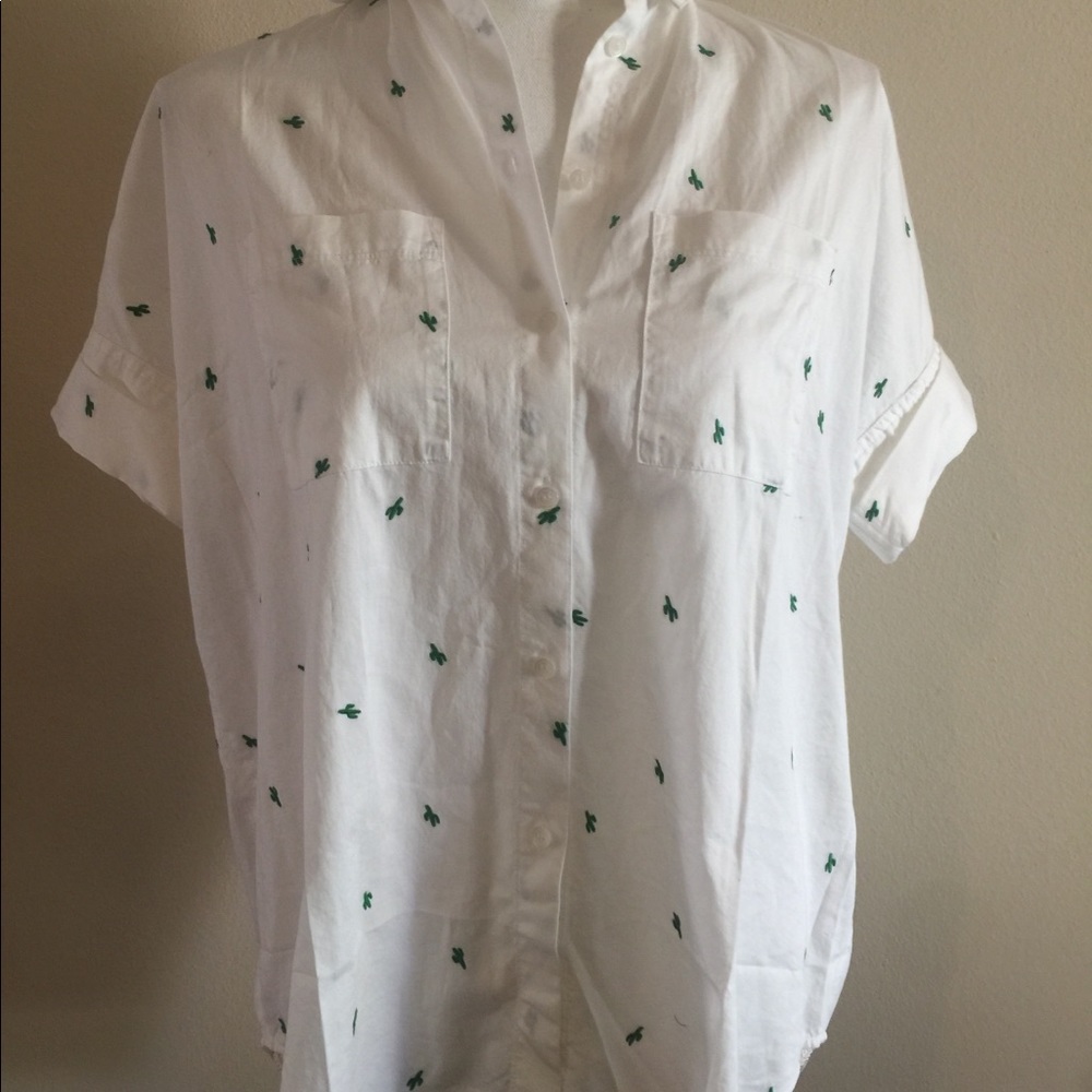 NWT Madewell Embroidered Cacti Button Down